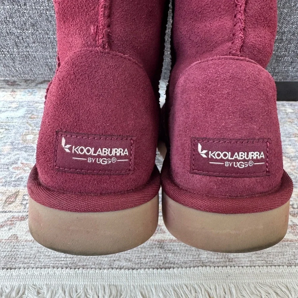 Koolaburra by UGG Victoria Short Burgundy Suede Fur Boots 1017090 Womens 8